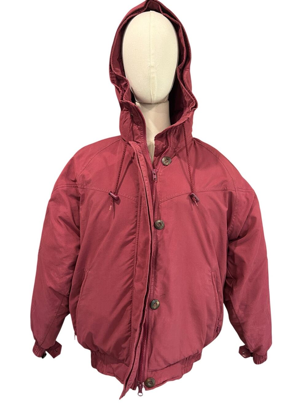 Vintage Cabela's Premier Northern Goose Down Puffer Jacket Hooded Red L Winter